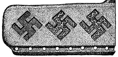 A bronze ceinture from the Caucasus depicting swastikas with four intersecting rivers; from The Swastika by Thomas Wilson, published by Symbolon  Press
